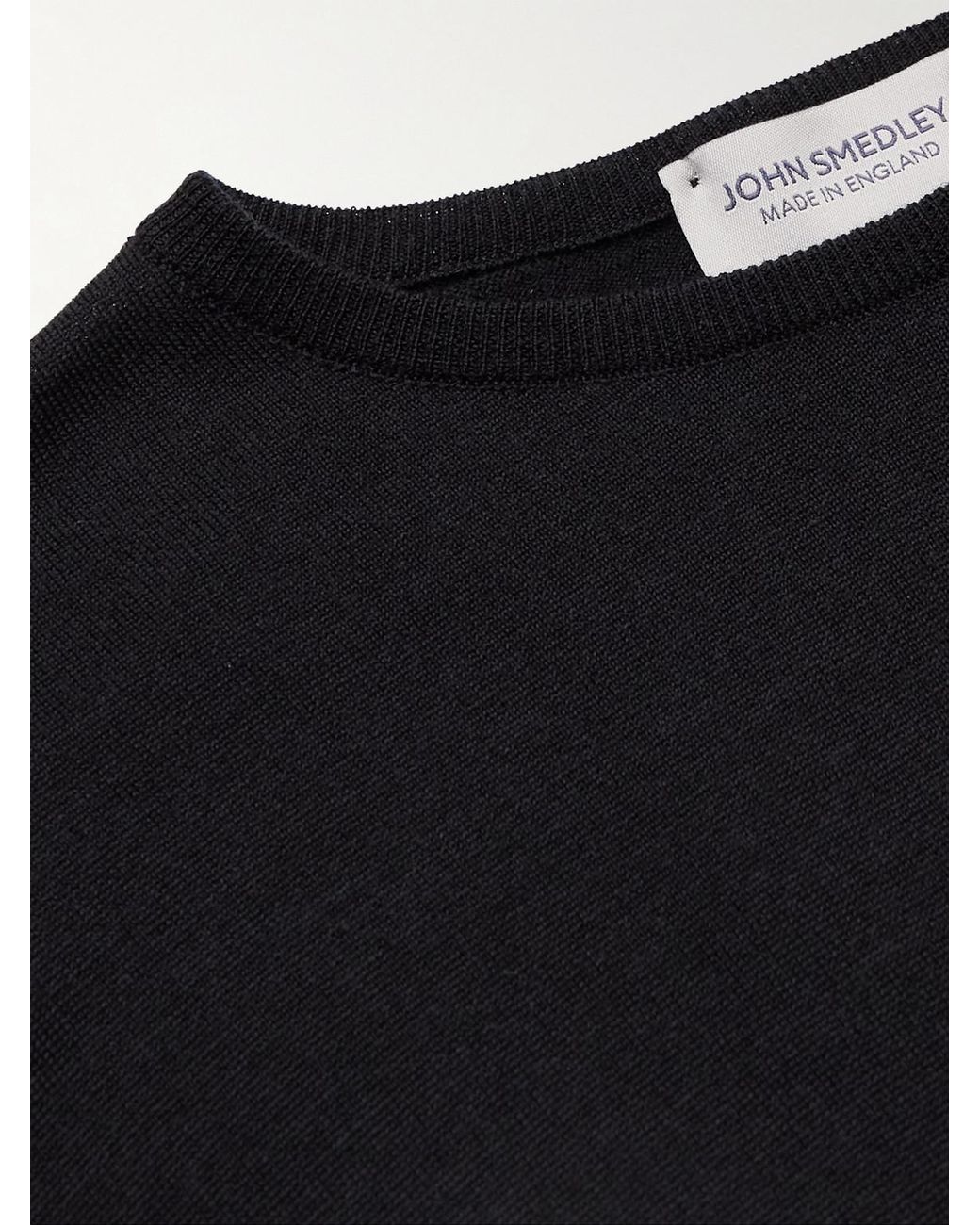 John Smedley Black Lundy Merino Wool Sweater for men