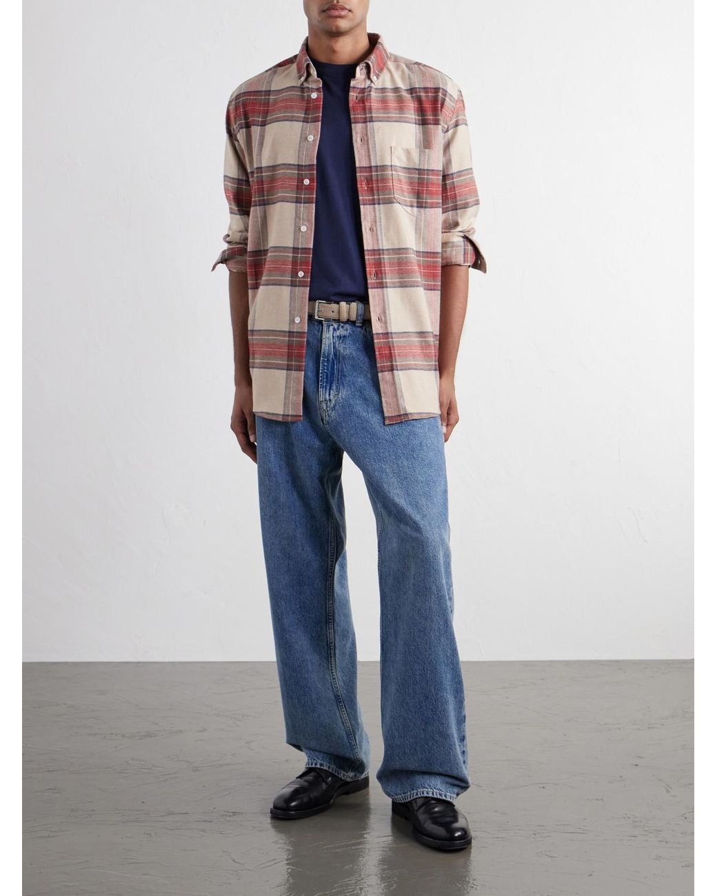 Portuguese Flannel Pink Sabela Checked Cotton-Flannel Shirt for men