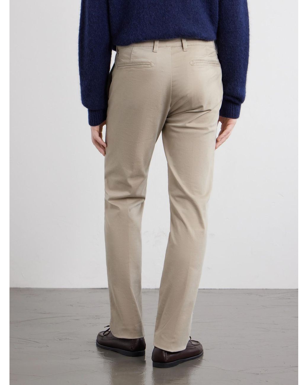 Massimo Alba Natural Winch Straight-leg Cotton-blend Twill Trousers for men