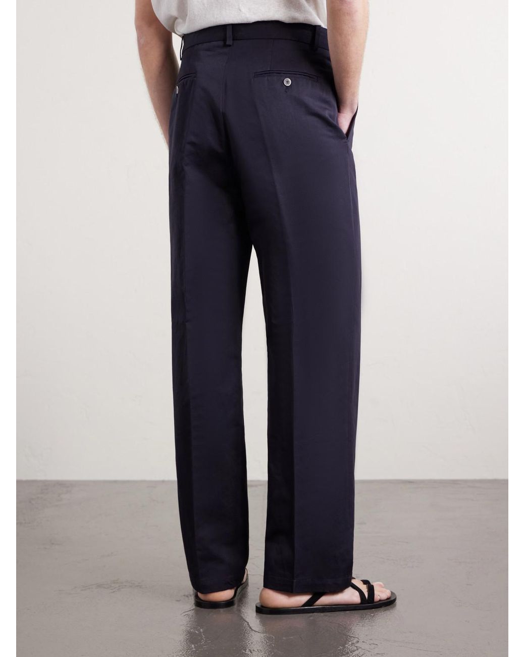 Altea Blue Orval Cotton And Linen-Blend Gabardine Trousers for men