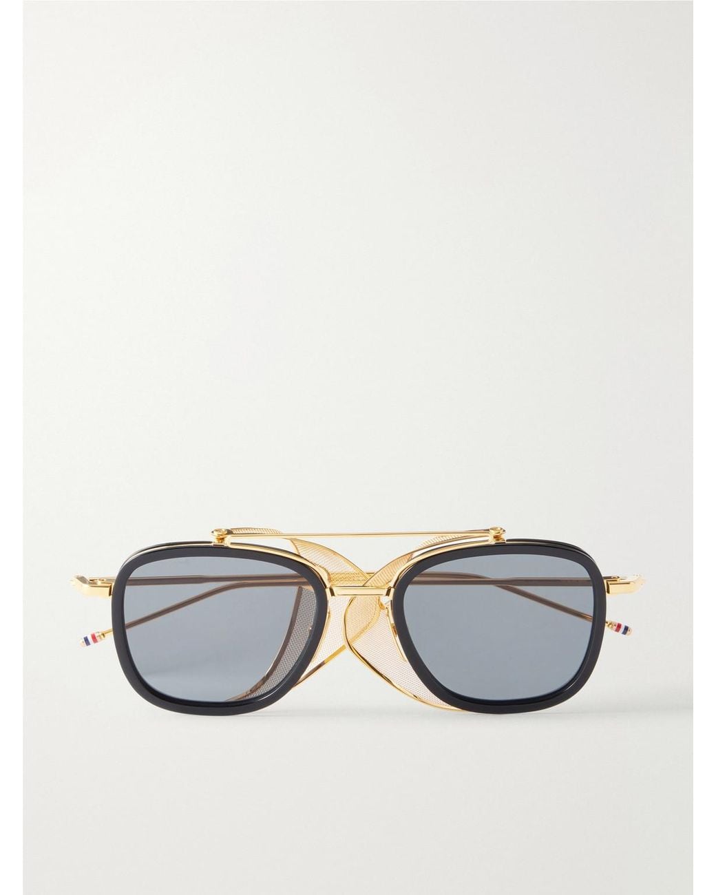 Thom Browne Metallic Round-Frame-Tone Titanium Sunglasses for men