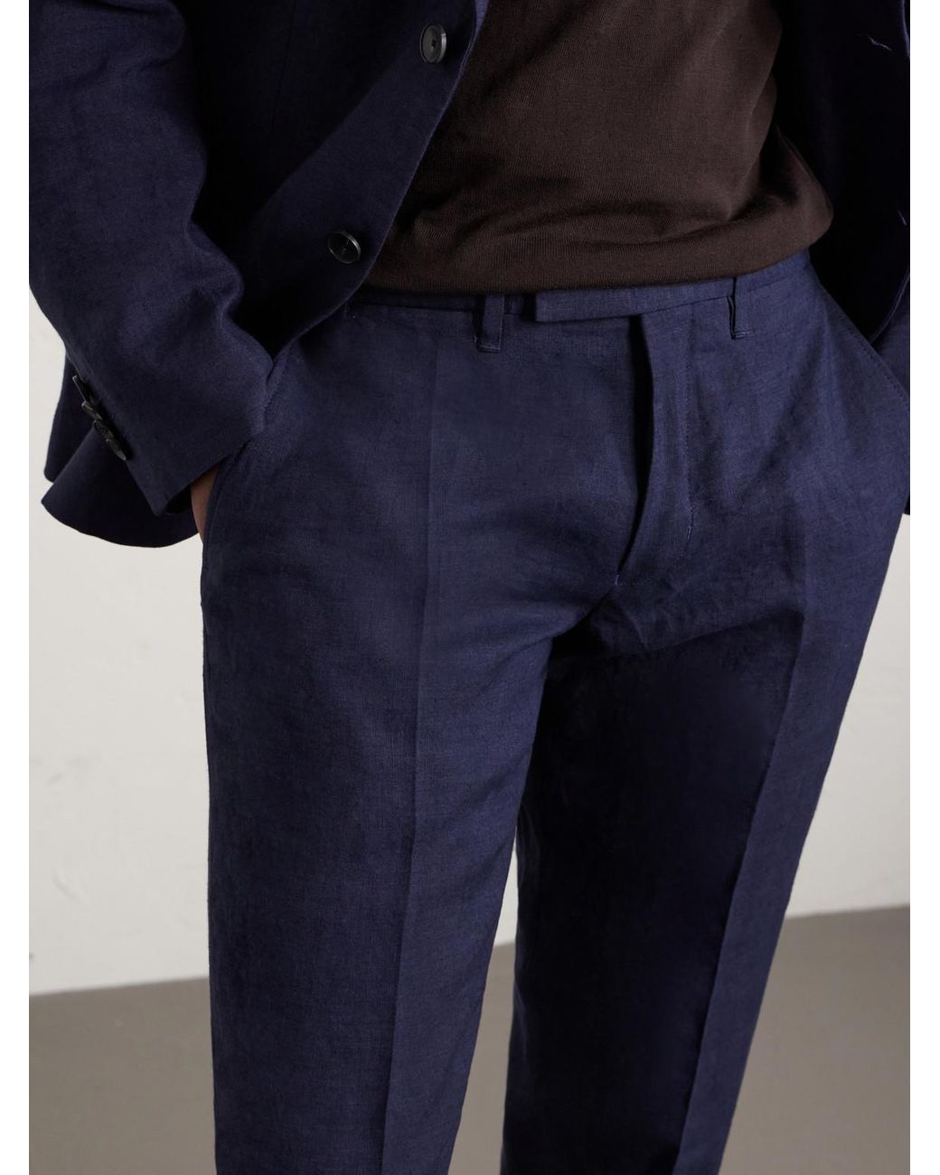Mr P. Blue Phillip Slim-Fit Linen Suit Trousers for men