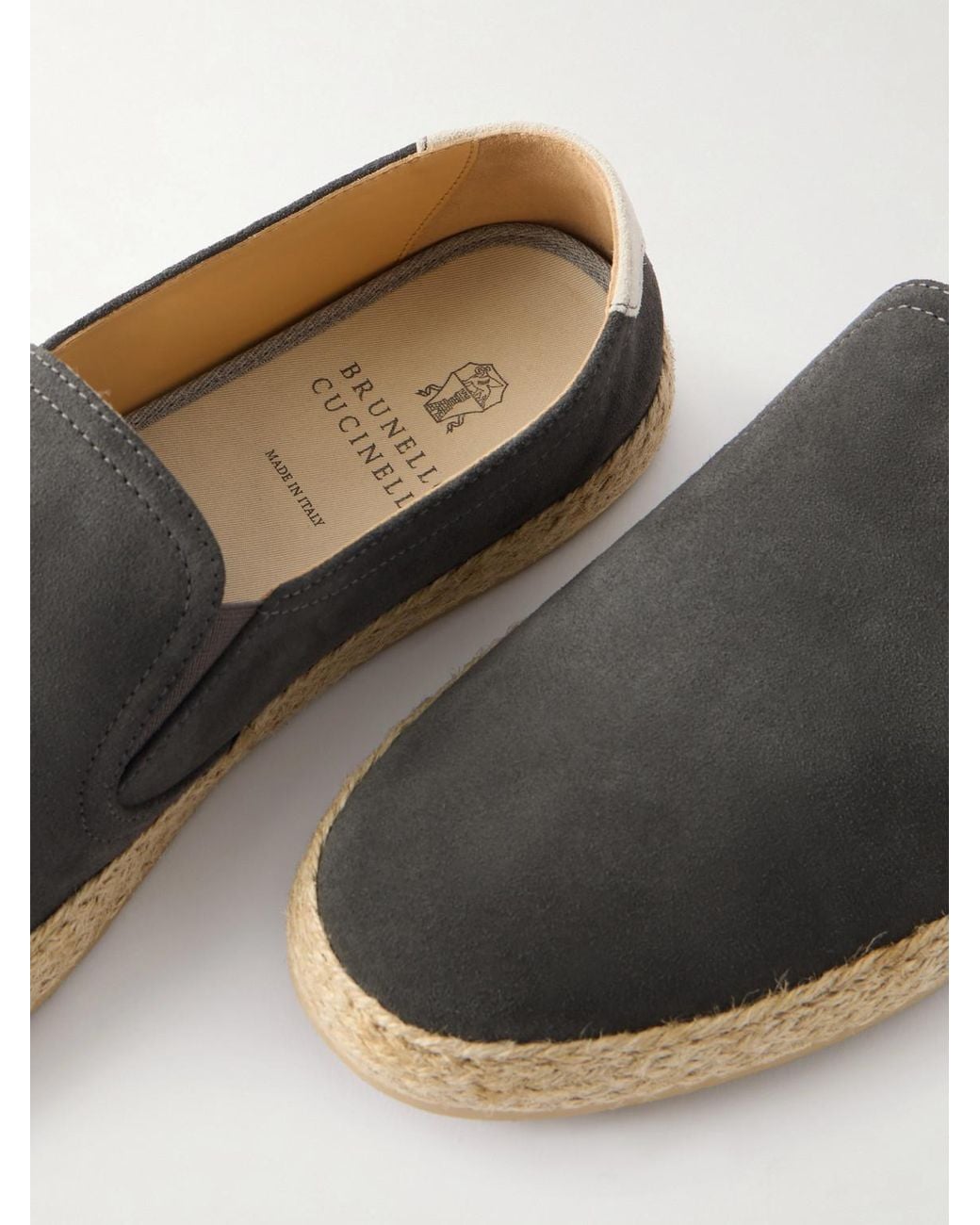 Brunello Cucinelli Suede Espadrilles in Gray für Herren