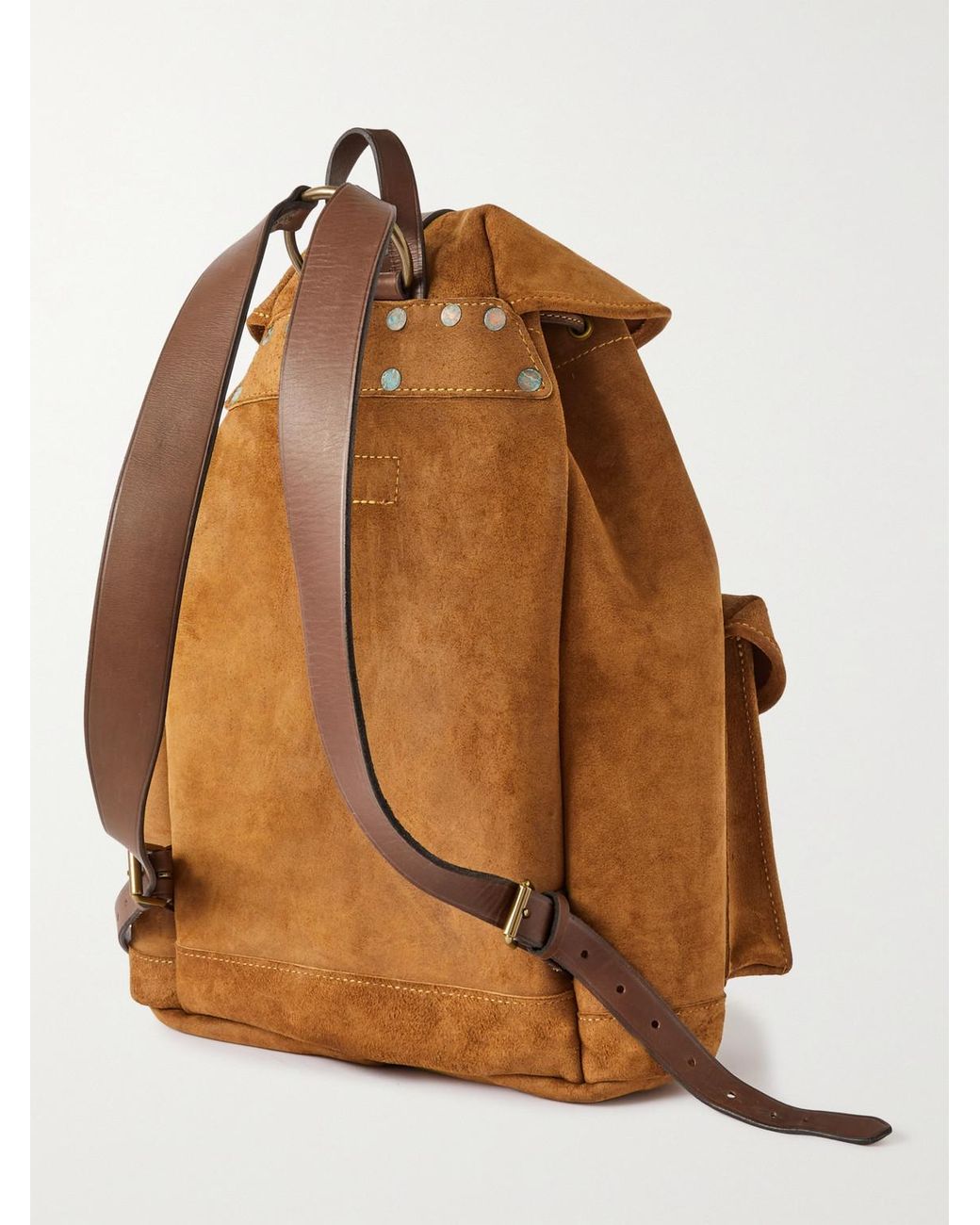 RRL Leather-trimmed Roughout Suede Backpack in Brown for Men