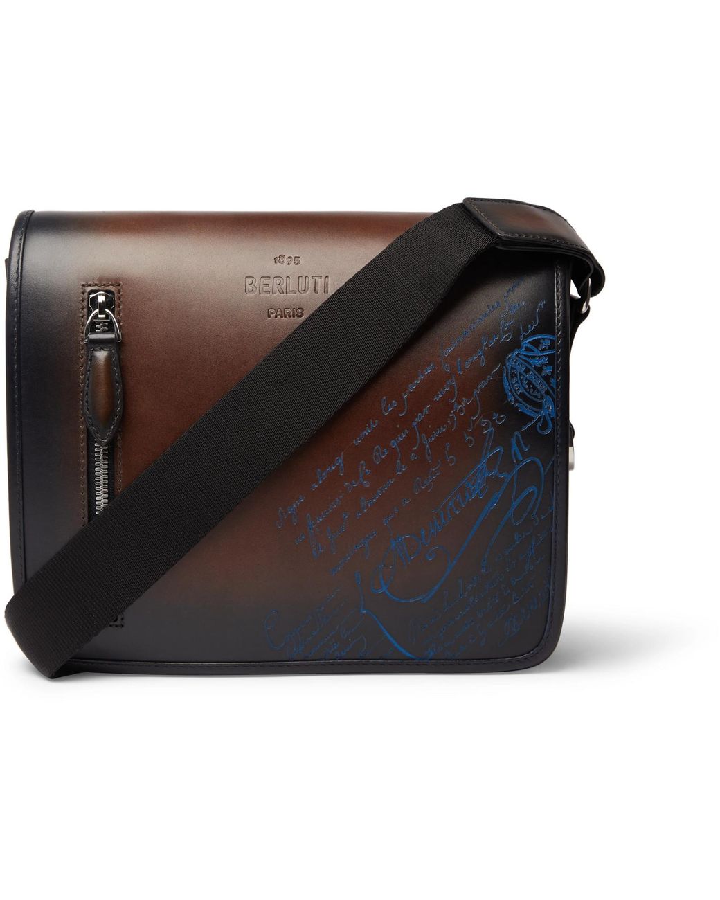 Berluti Scritto Venezia Leather Messenger Bag in Blue for Men | Lyst