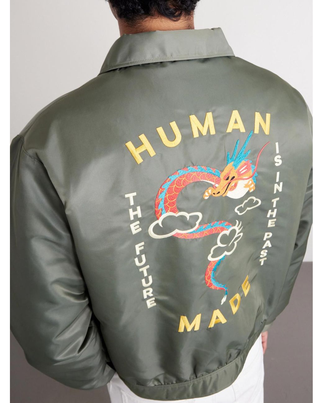 Embroidered Nylon Jacket di Human Made in Green da Uomo