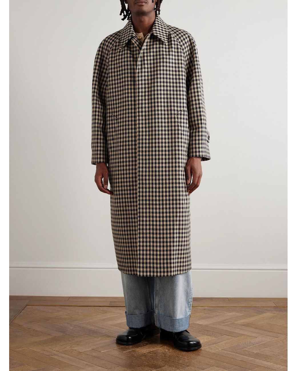 Valentino Garavani Natural Gingham Cotton And Wool-Blend Coat for men