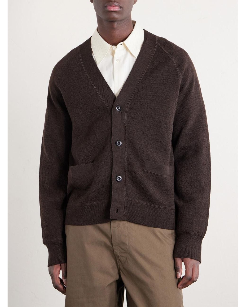 Margaret Howell Brown Merino Wool Cardigan for men