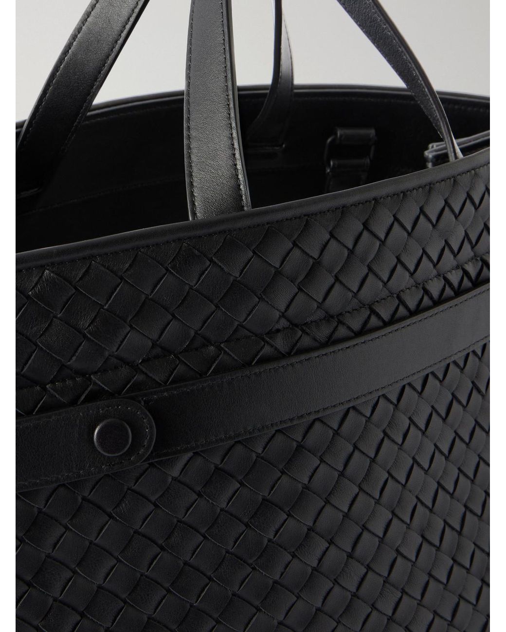 Bottega Veneta Black Archivio Intrecciato Leather Tote Bag for men