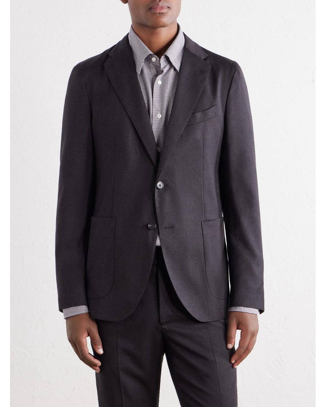 Slowear Black Incotex Wool-blend Flannel Suit Jacket for men