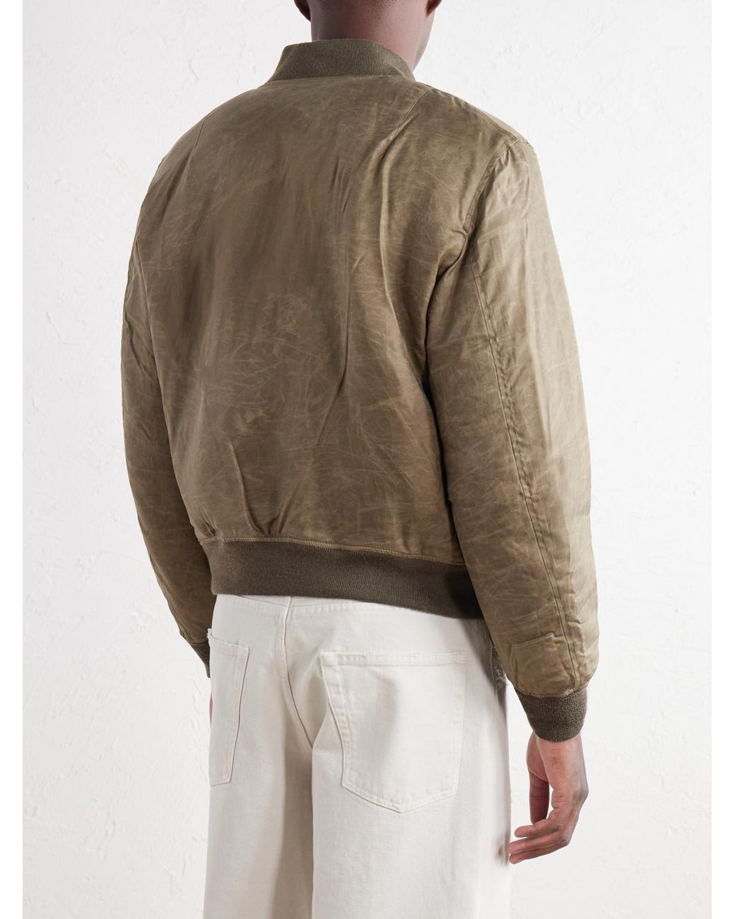 Our Legacy Natural Distressed Waxed Shell Bomber Jacket for men