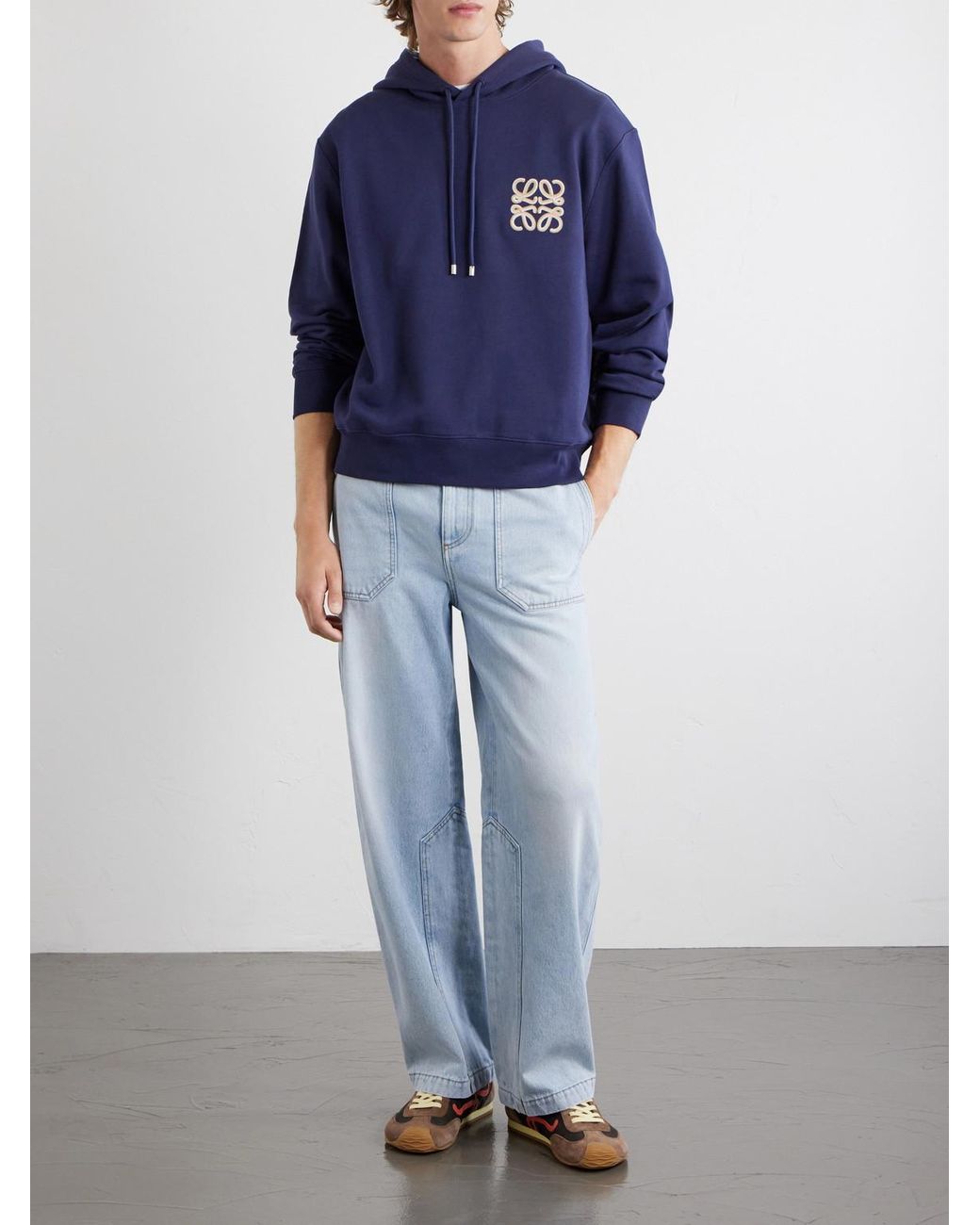 Loewe Blue Paula's Ibiza Anagram-embroidered Cotton-jersey Hoodie for men