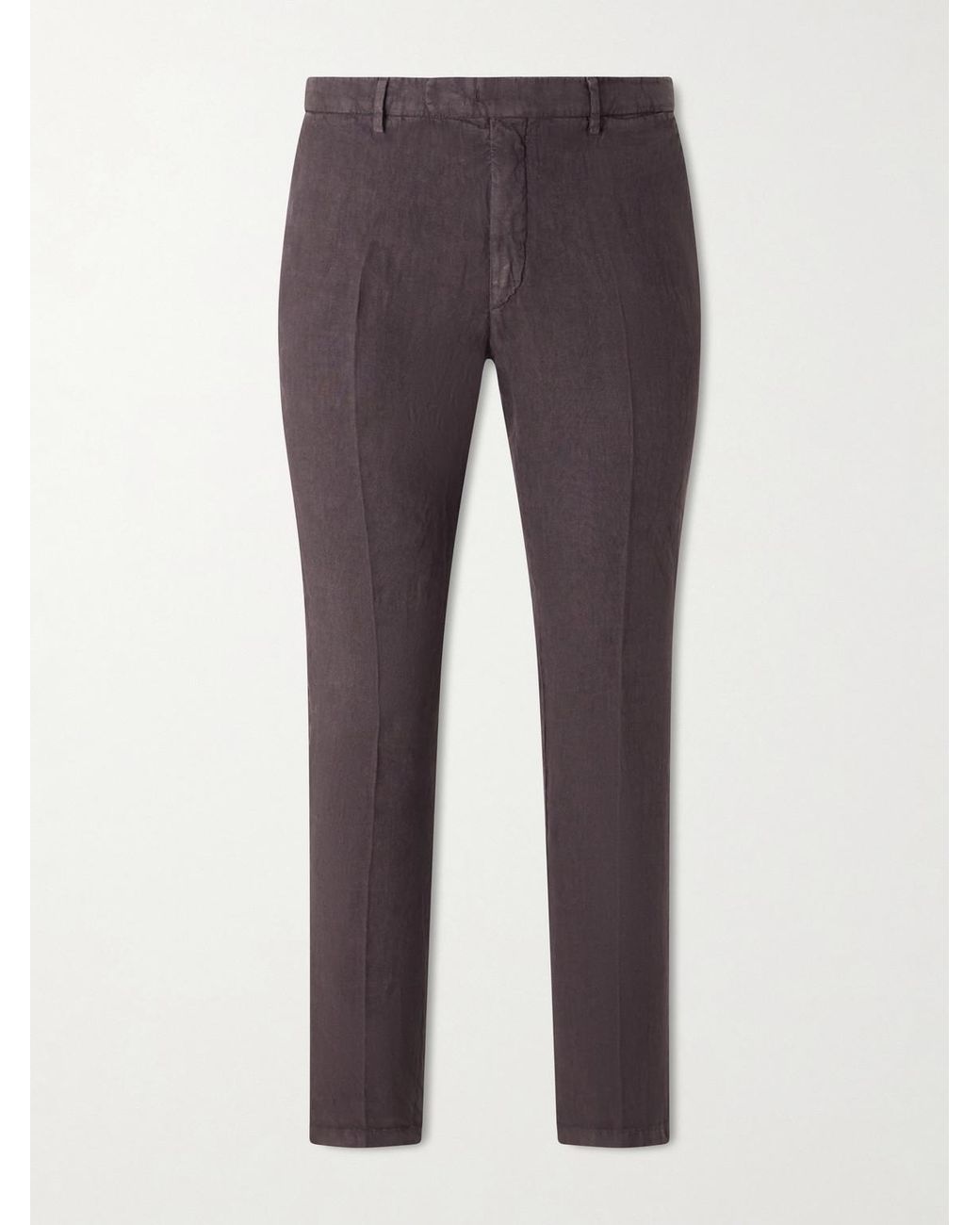 Boglioli Gray Straight-Leg Linen Suit Trousers for men