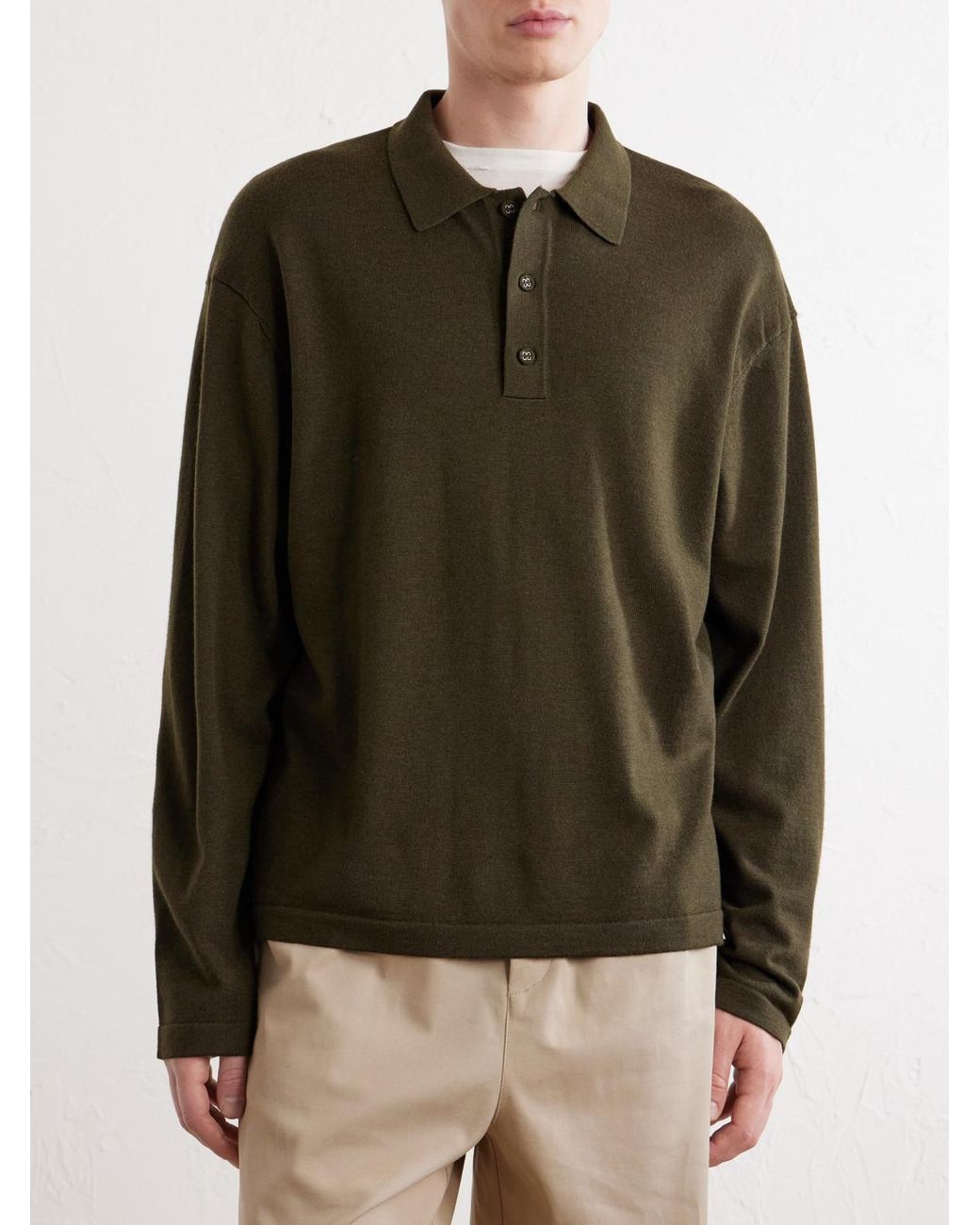 Officine Generale Green Bay Merino Wool Polo Shirt for men