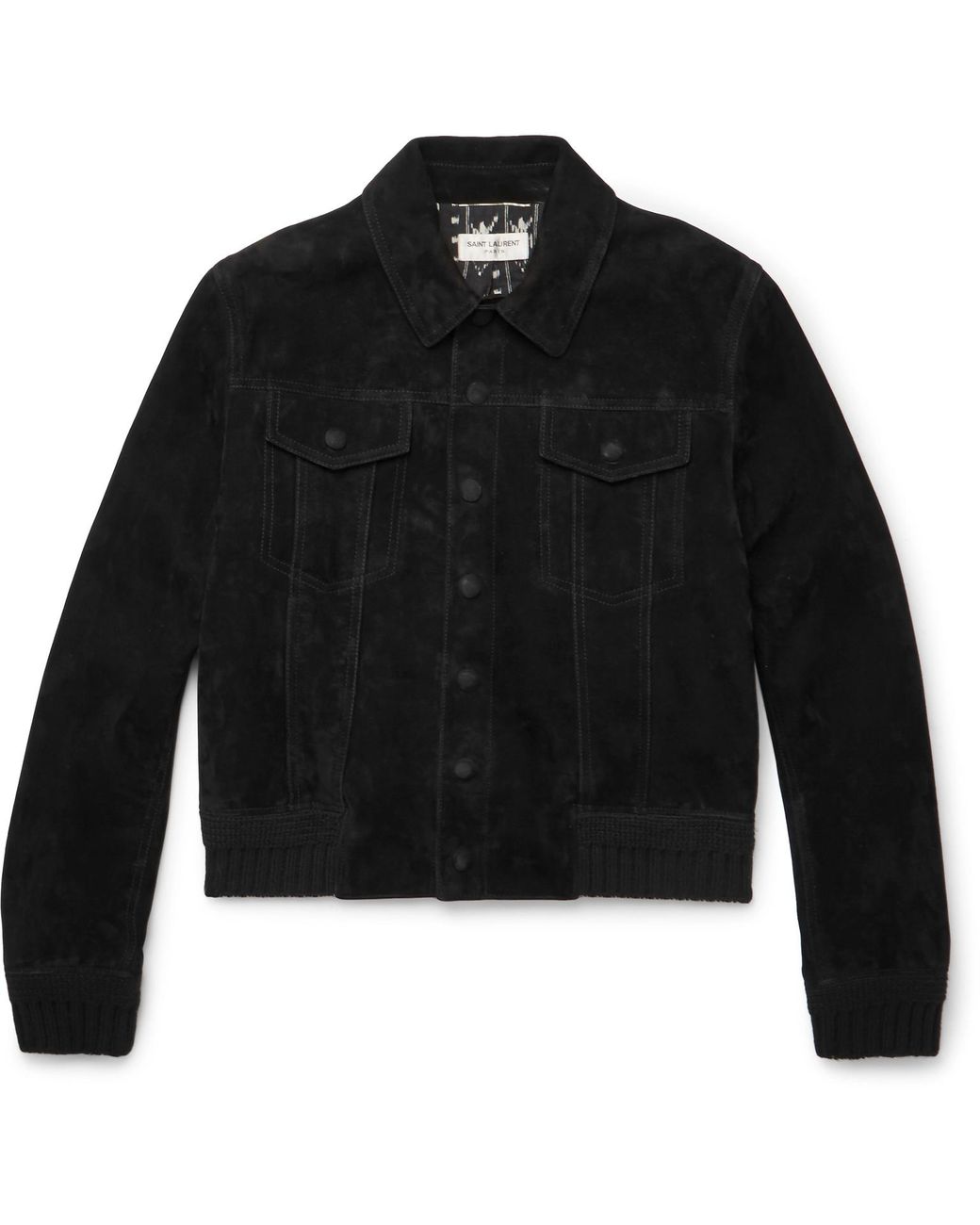 Saint laurent suede trucker jacket sale