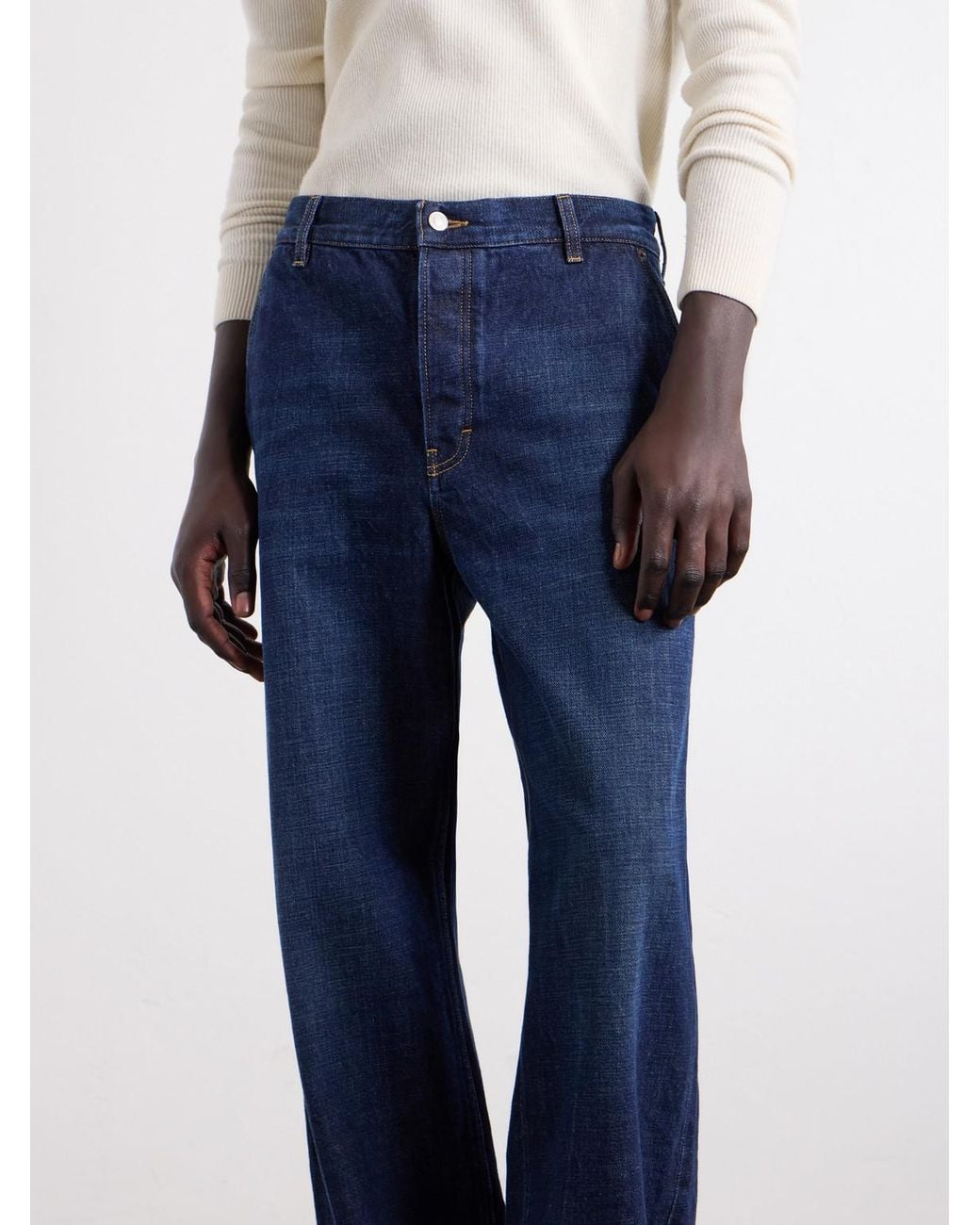 Jeanerica Blue Genua Straight-Leg Mid-Waist Cotton Jeans for men