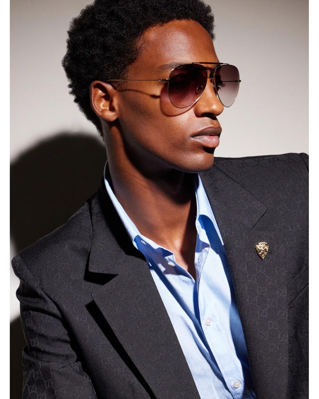 Gucci Metallic Pure Light Aviator-Style-Tone Sunglasses for men