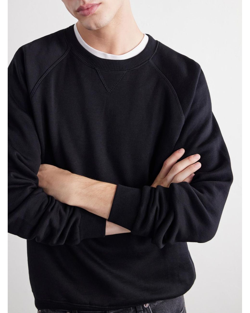 Totême Blue Cotton And Silk-Blend Jersey Sweater for men