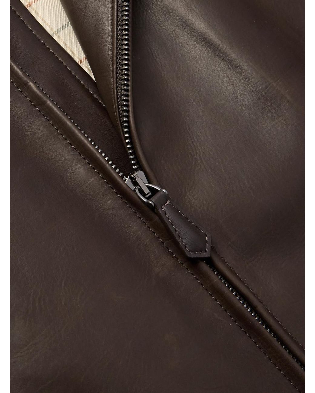 Loro Piana Brown Leather Bomber Jacket for men