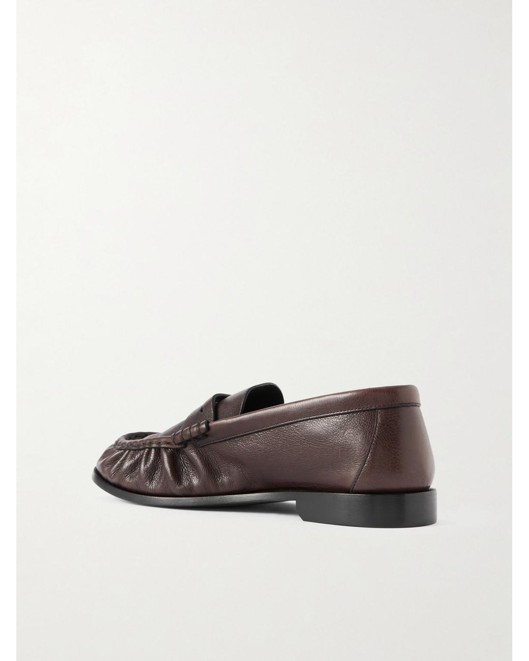Saint Laurent Brown Le Loafer Monogram Logo-appliquéd Full-grain Leather Penny Loafers for men