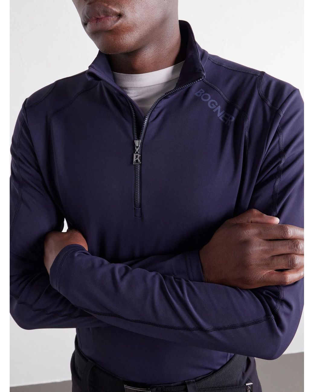Bogner Blue Harry Stretch-Jersey Half-Zip Ski Mid-Layer for men