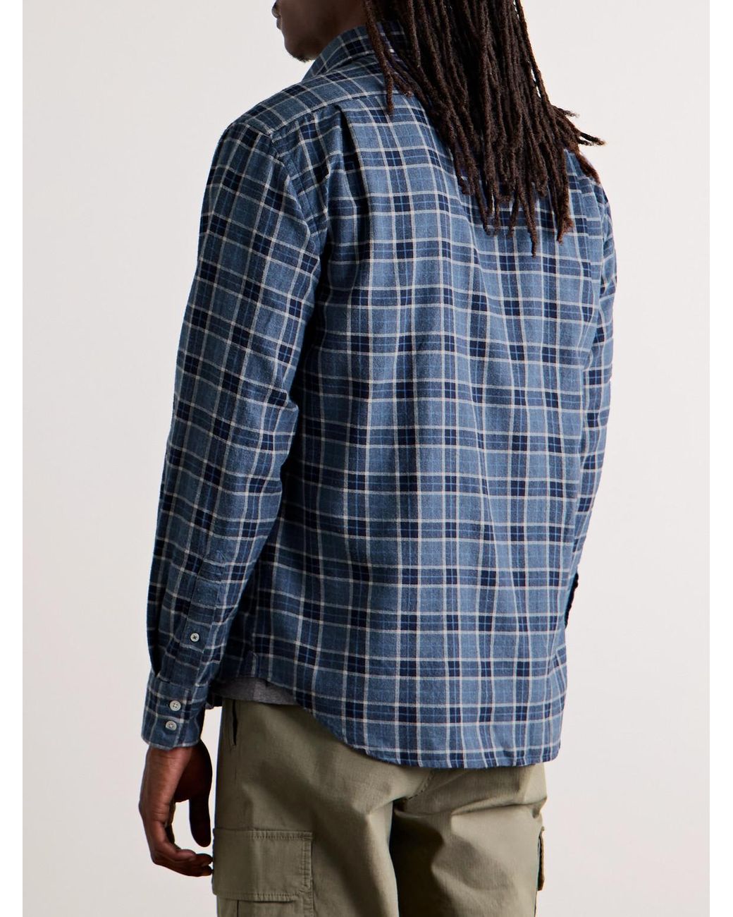 Hartford Blue Paul Checked Cotton-Flannel Shirt for men