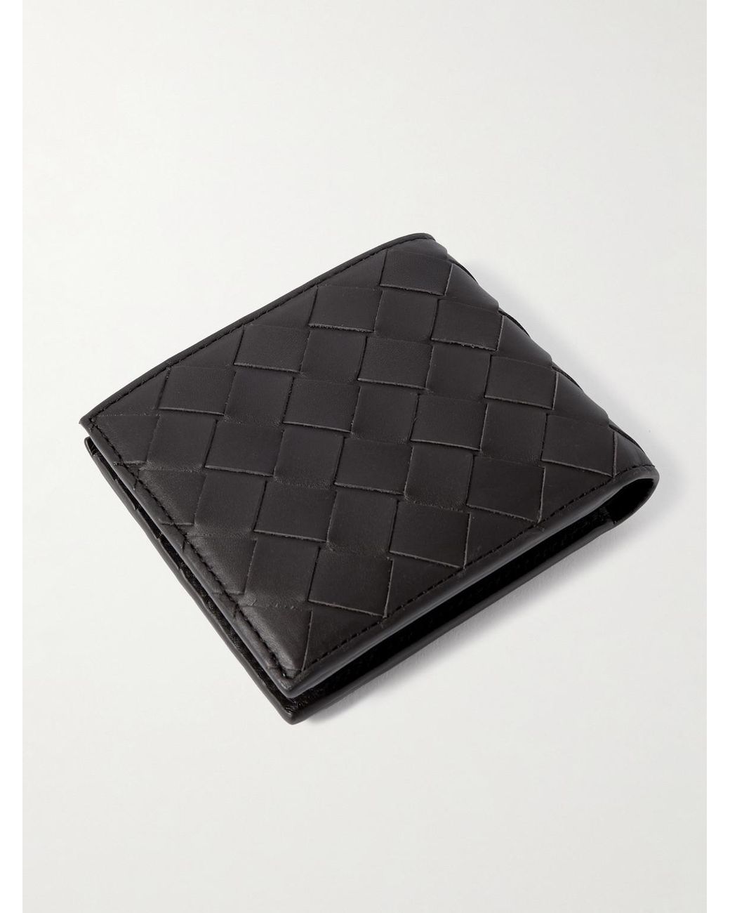 Bottega Veneta Black Intrecciato Leather Bifold Wallet for men