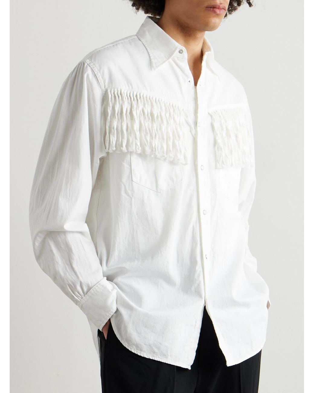 Kapital Natural Husky Fringed Denim Western Shirt for men