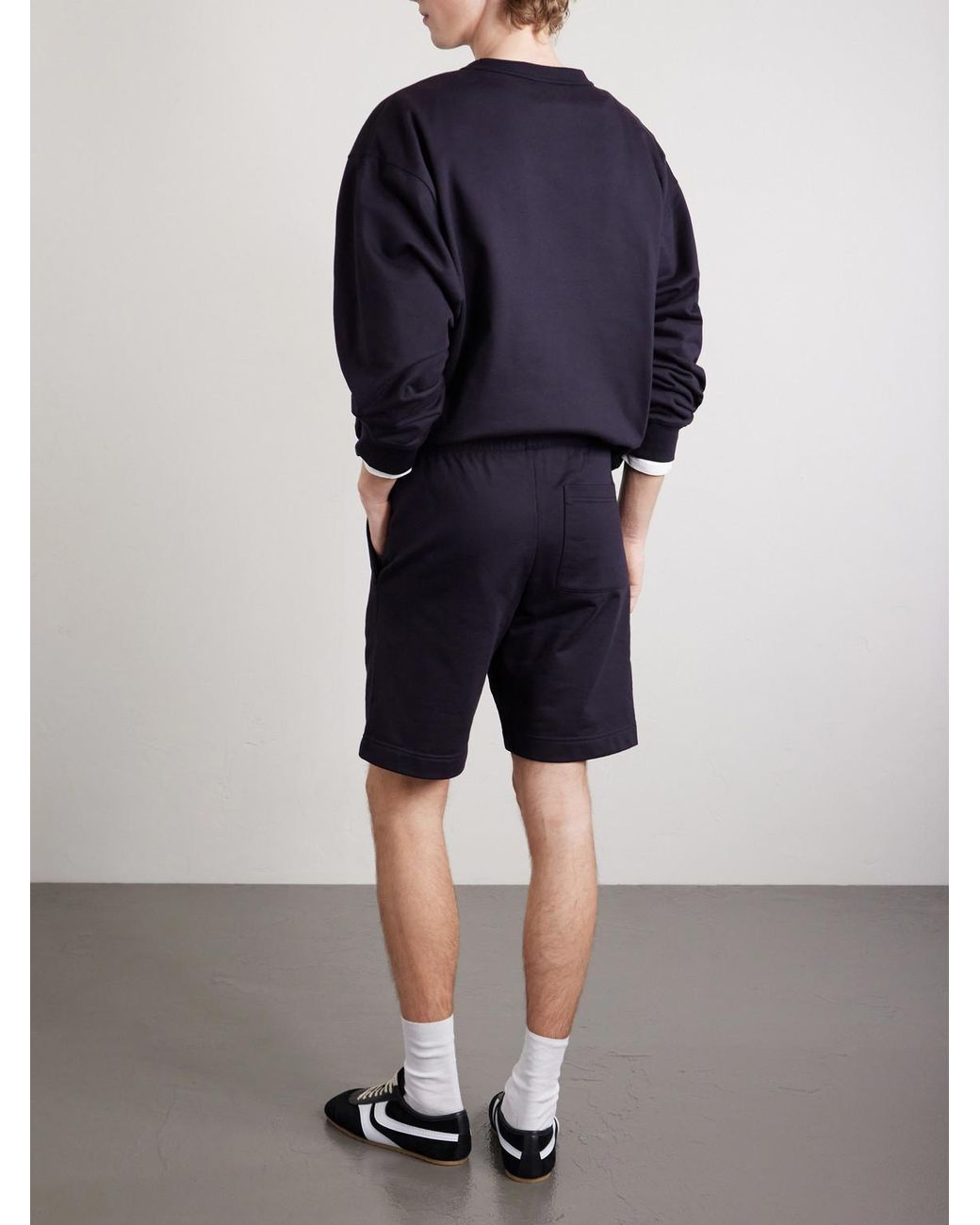 Dries Van Noten Blue Straight-Leg Cotton-Jersey Drawstring Shorts for men