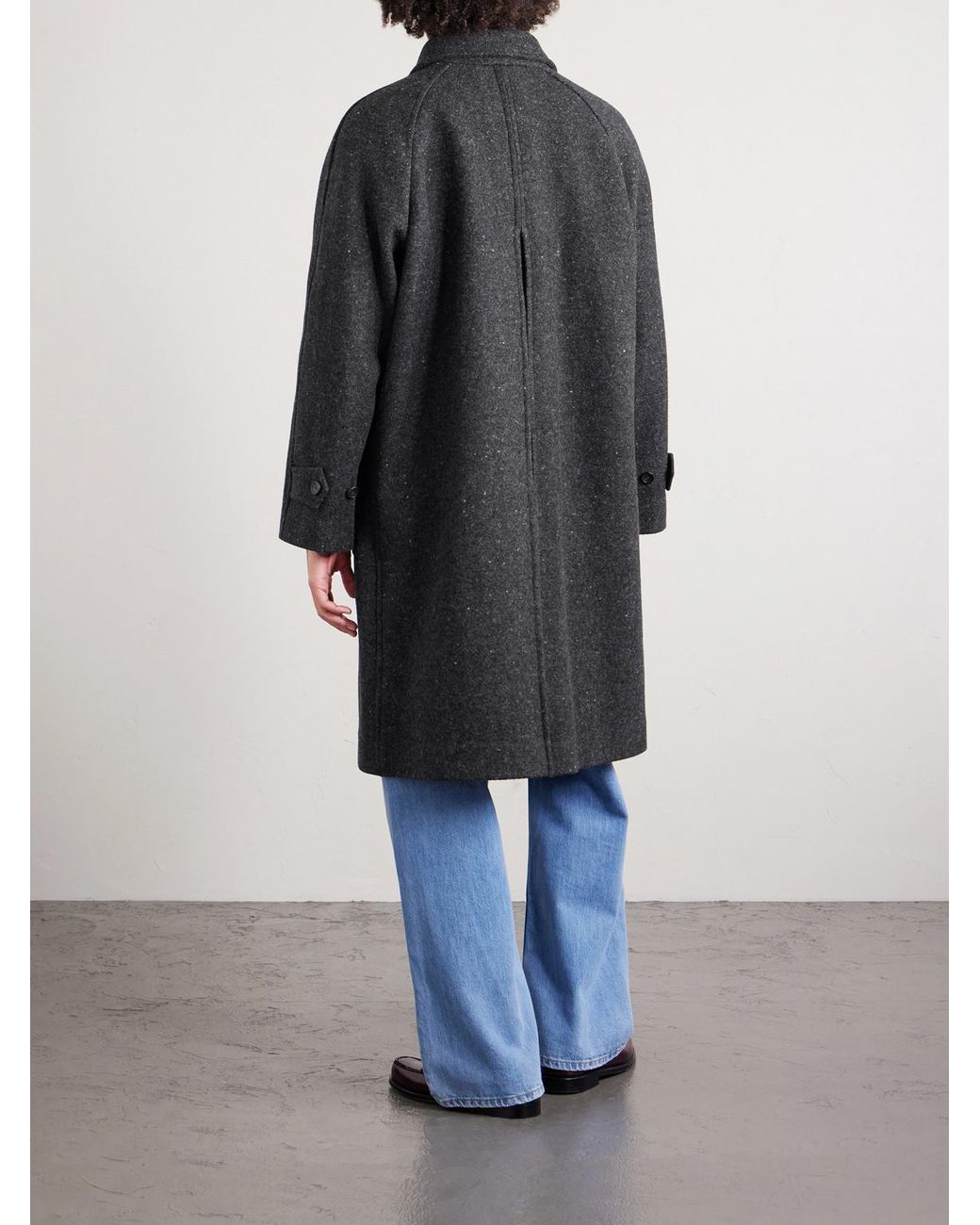 Drake's Gray Flecked Virgin Wool Coat for men