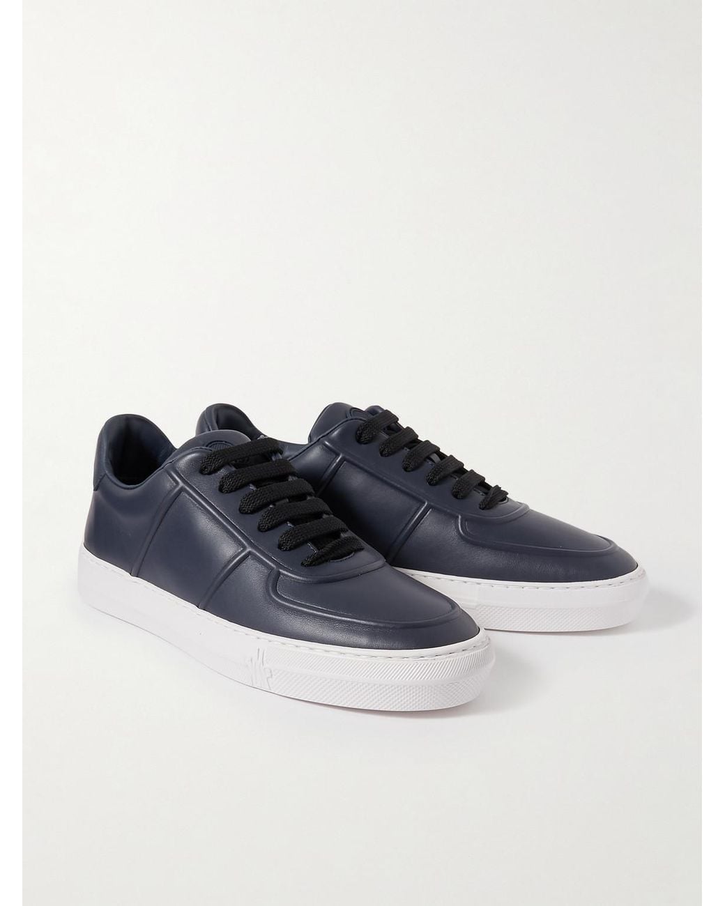 Moncler Blue Neue York Logo-Appliquéd Leather Sneakers for men