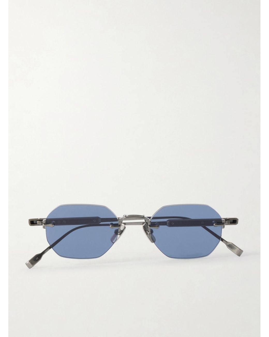 sato Blue Terebellum Ii Round-Frame-Tone Titanium Sunglasses for men