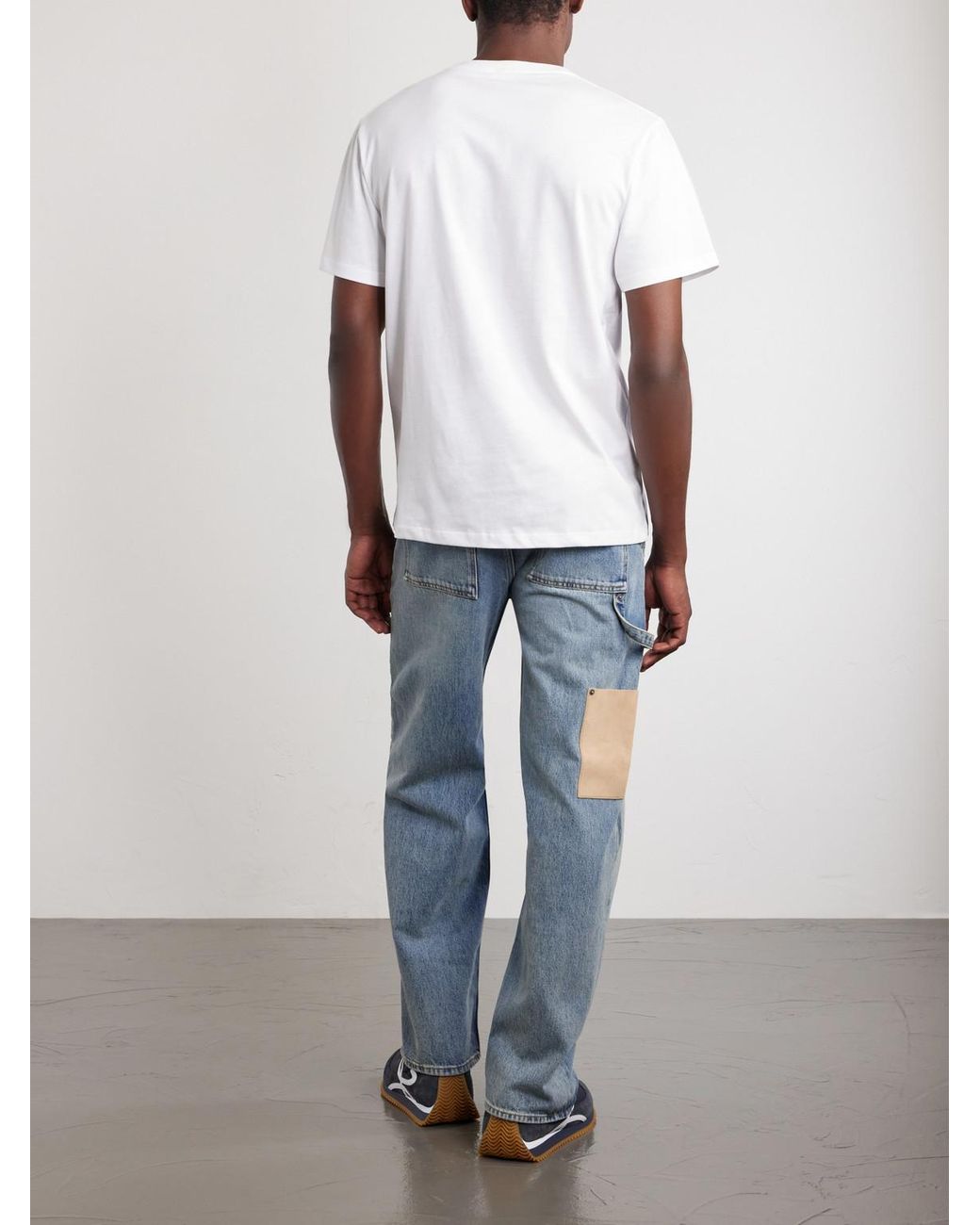 Loewe White Anagram-Embroidered Cotton-Jersey T-Shirt for men