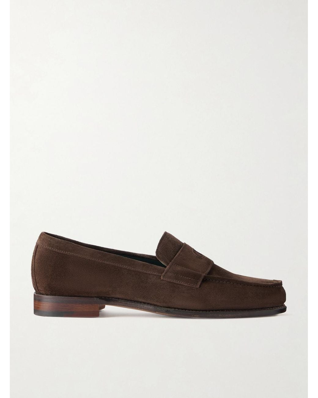 Drake's Brown Charles Suede Penny Loafers for men