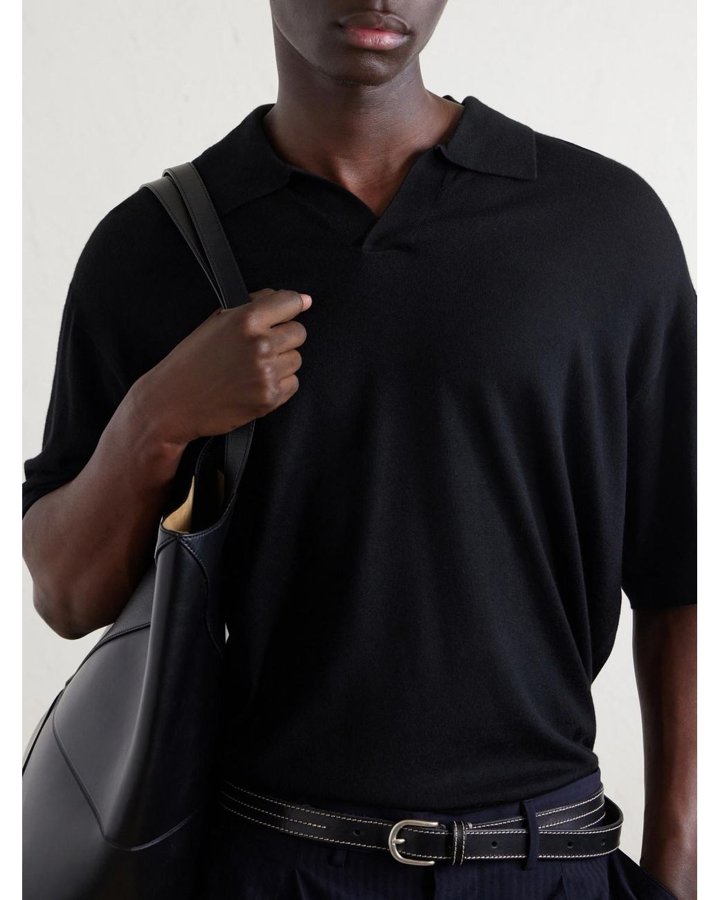 FRAME Blue Knitted Cotton Polo Shirt for men