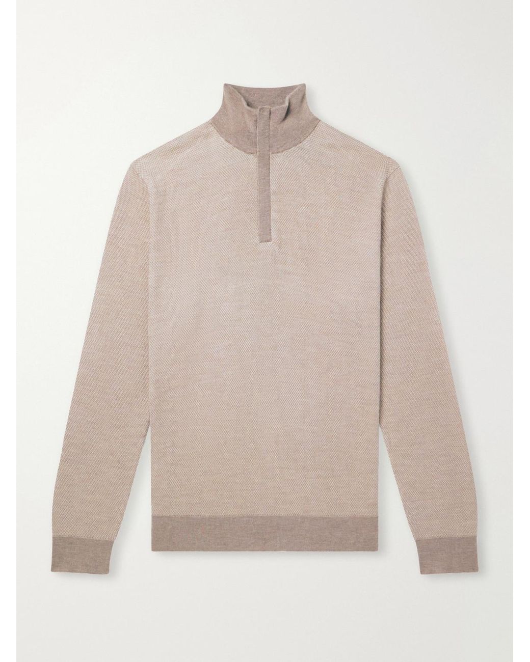 N.Peal Cashmere Natural Regent Cashmere And Silk-Blend Half Zip-Up Sweater for men