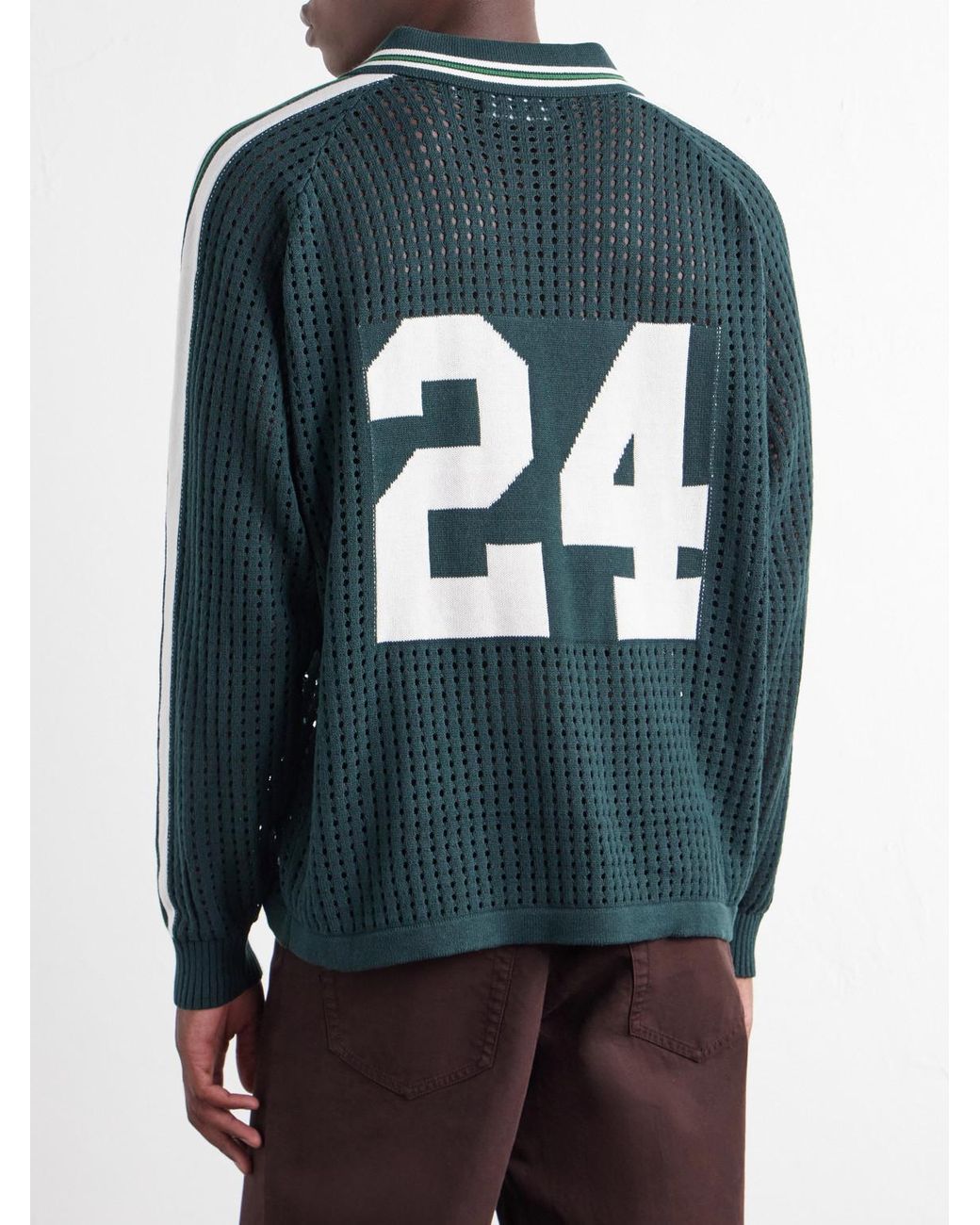 NAHMIAS Green Logo-Jacquard Open-Knit Cotton-Jersey T-Shirt for men