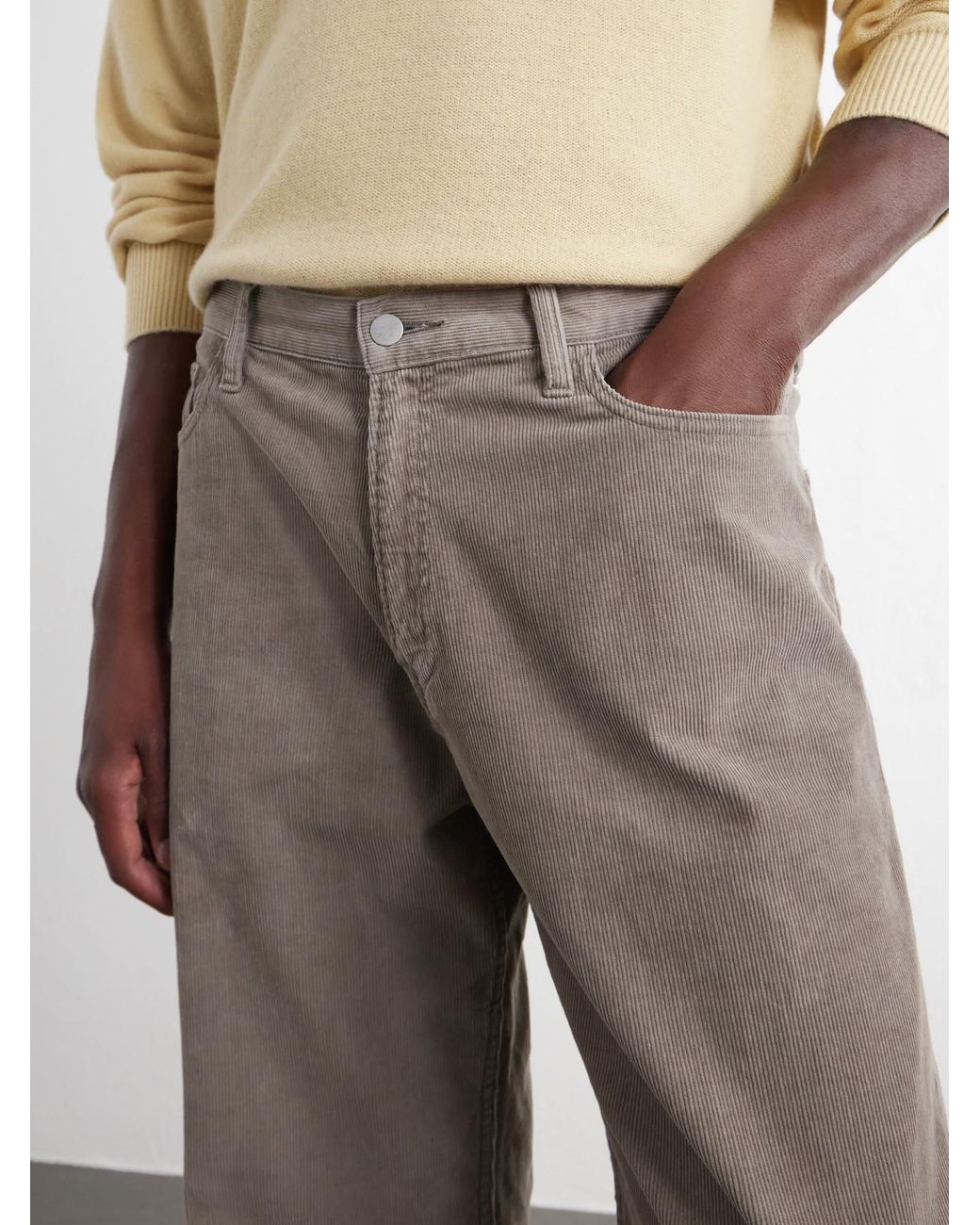 Ssstein Gray Straight-Leg Cotton-Corduroy Trousers for men