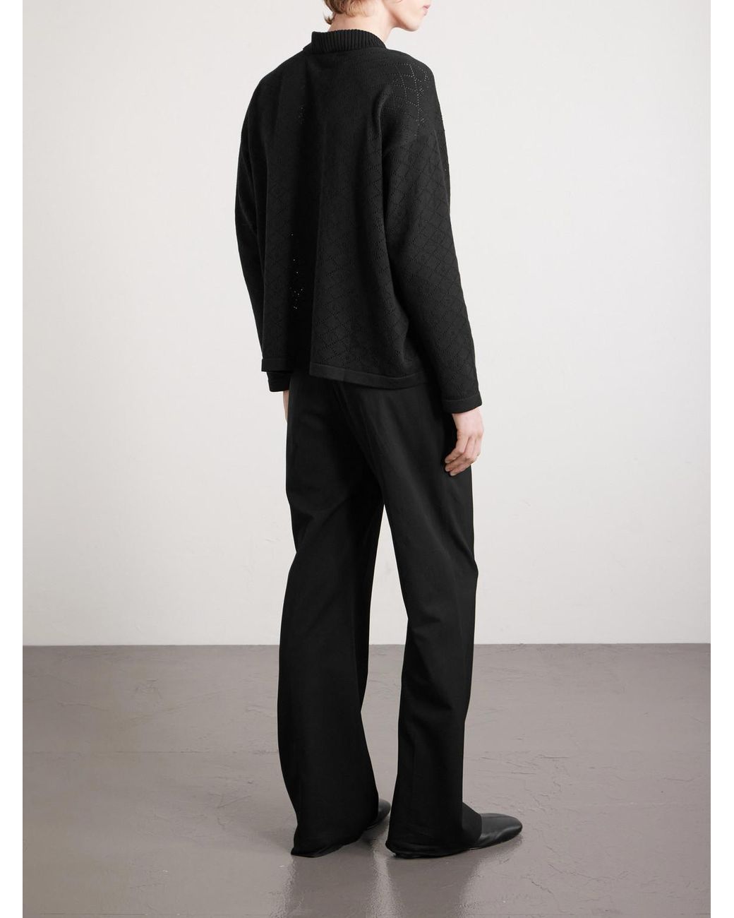 Anisette Pointelle-Knit Cotton Polo Shirt di Bode in Black da Uomo