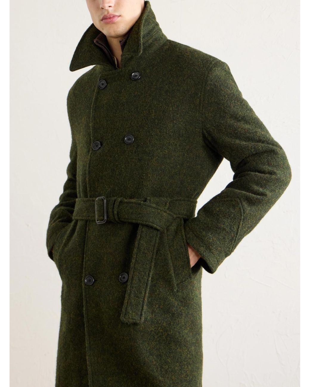 Oliver Spencer Green Morgan Double-breasted Wool Coat for men