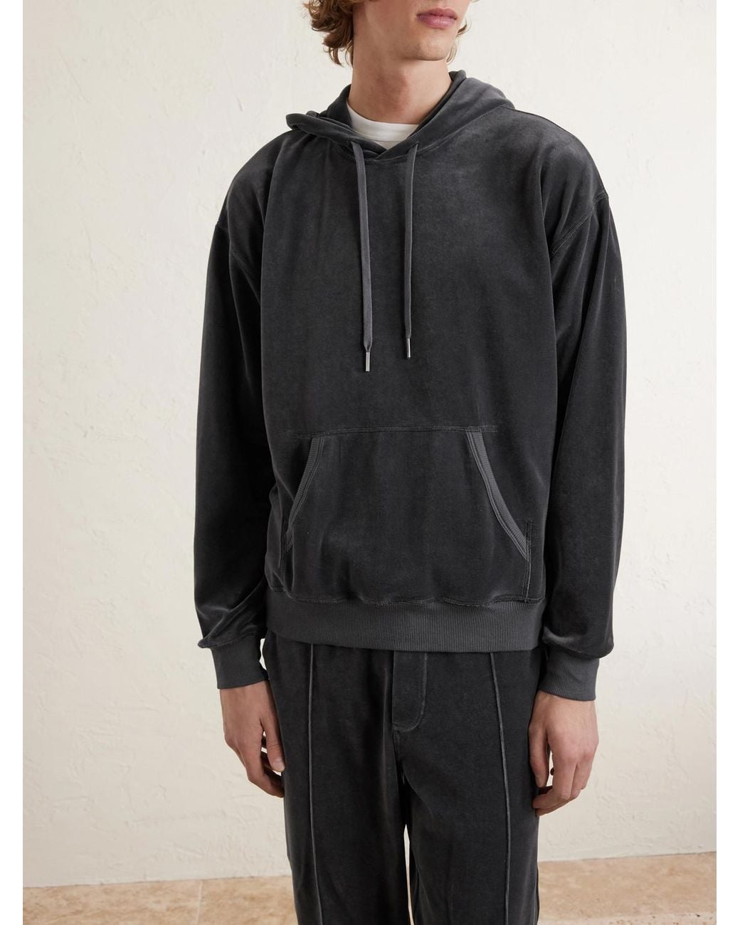 Tom Ford Black Cotton-blend Velour Hoodie for men