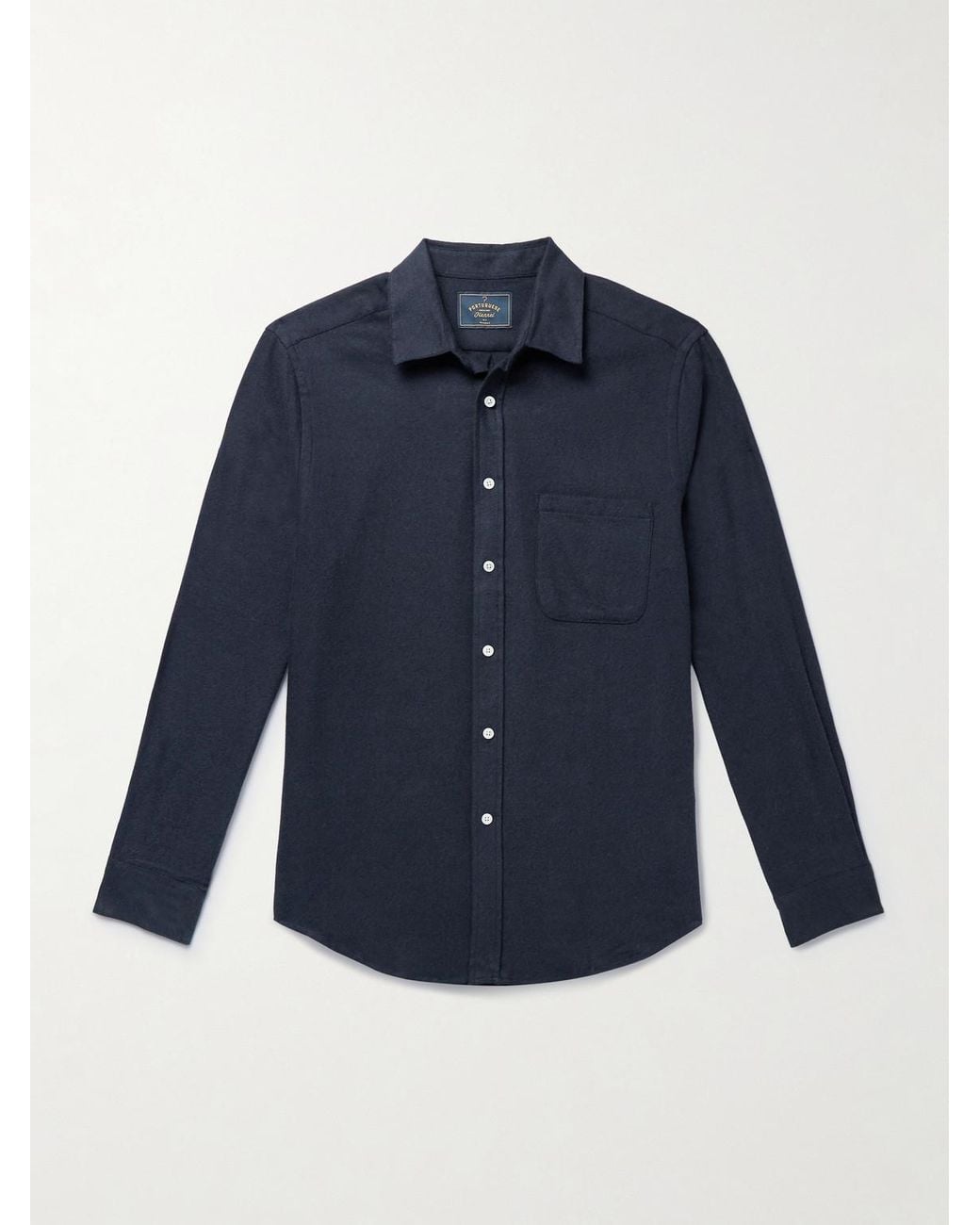 Portuguese Flannel Blue Teca Brushed Cotton-twill Shirt for men