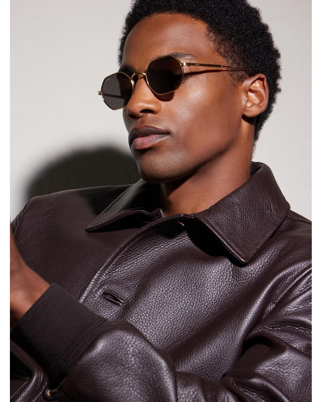 Cartier Natural Rounded-frame Melal Sunglasses for men