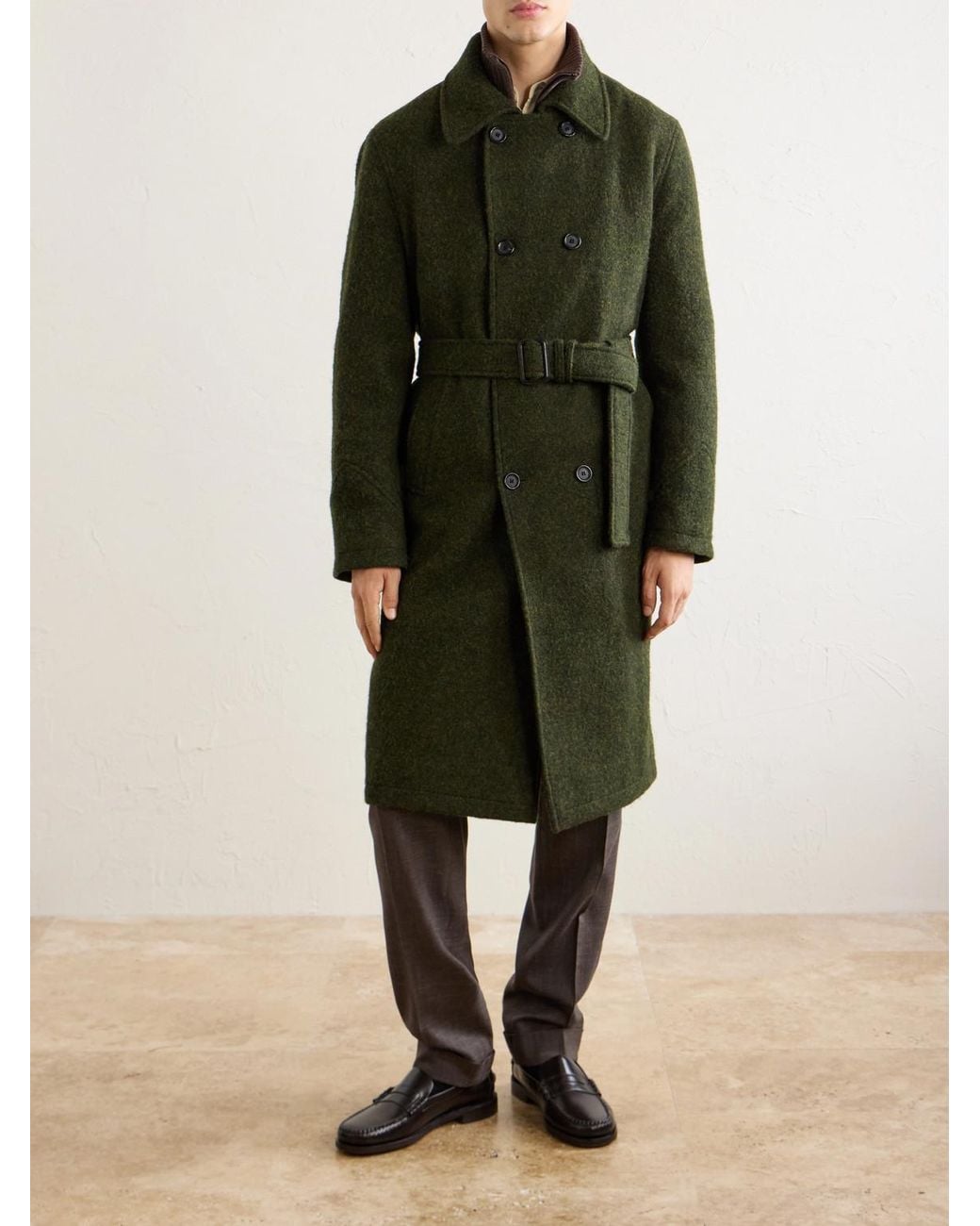 Oliver Spencer Green Morgan Double-breasted Wool Coat for men