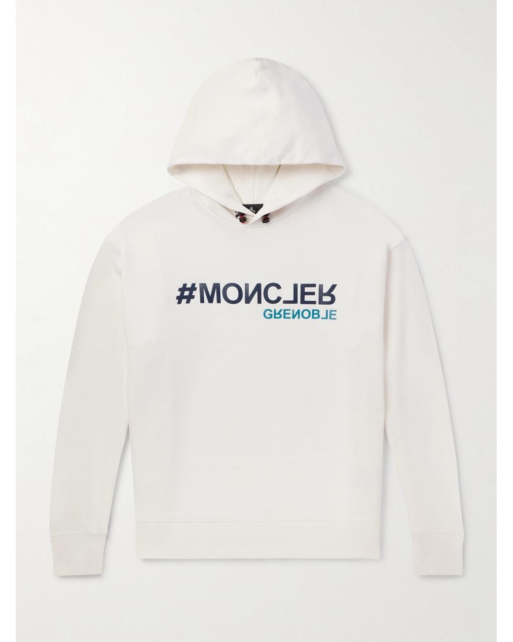 Moncler Natural Logo-appliquéd Cotton-jersey Hoodie for men