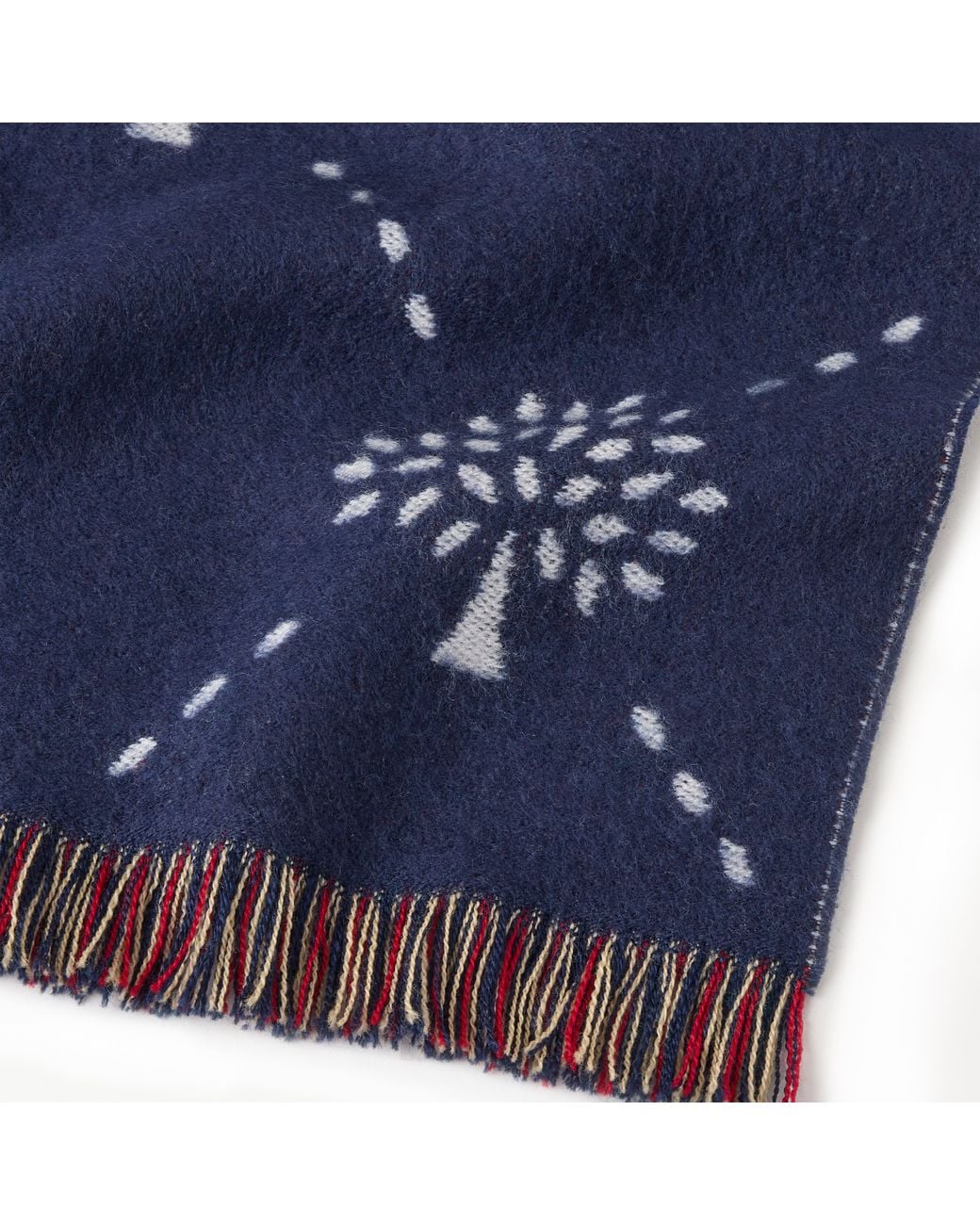 Mulberry Blue Diamond Tree Jacquard Scarf Night Sky-Eggshell