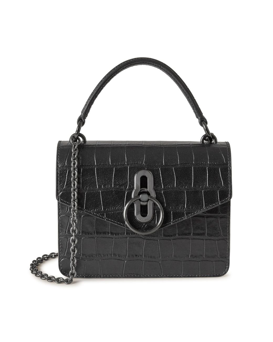 Mulberry Small Amberley Crossbody In Black Soft Printed Croc