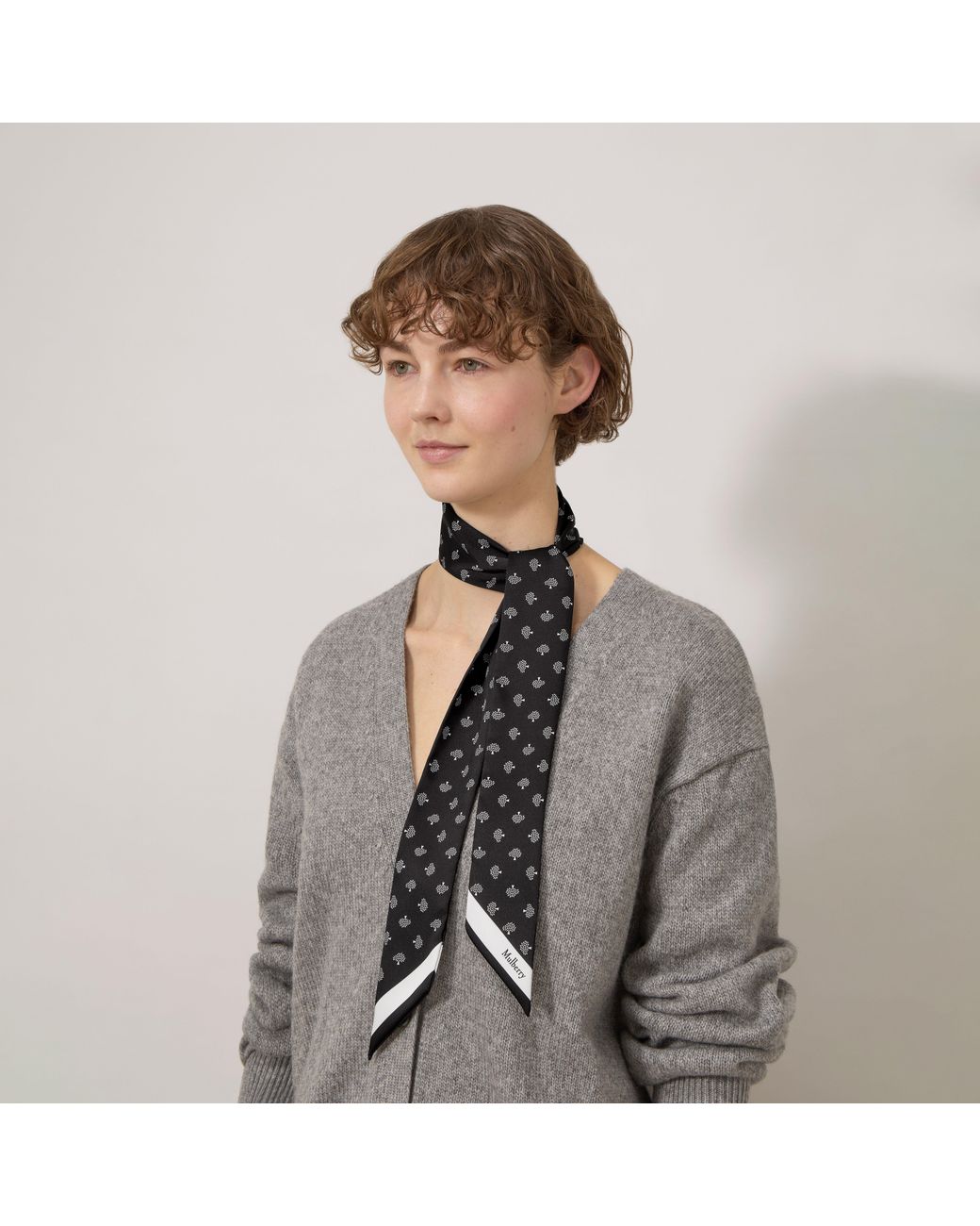 Mulberry Black Skinny Scarf