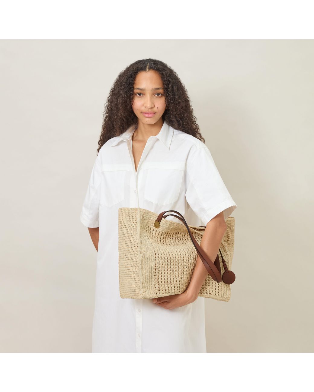 Mulberry Metallic Crochet Tote Natural