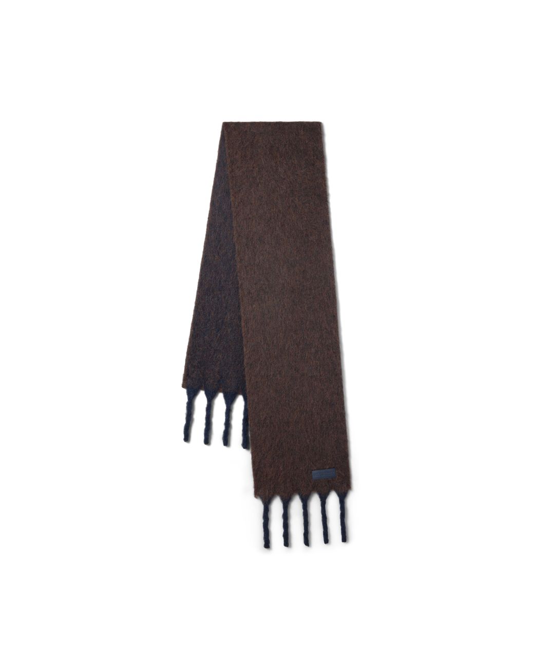 Mulberry Brown Contrast Tassel Alpaca Scarf Ebony